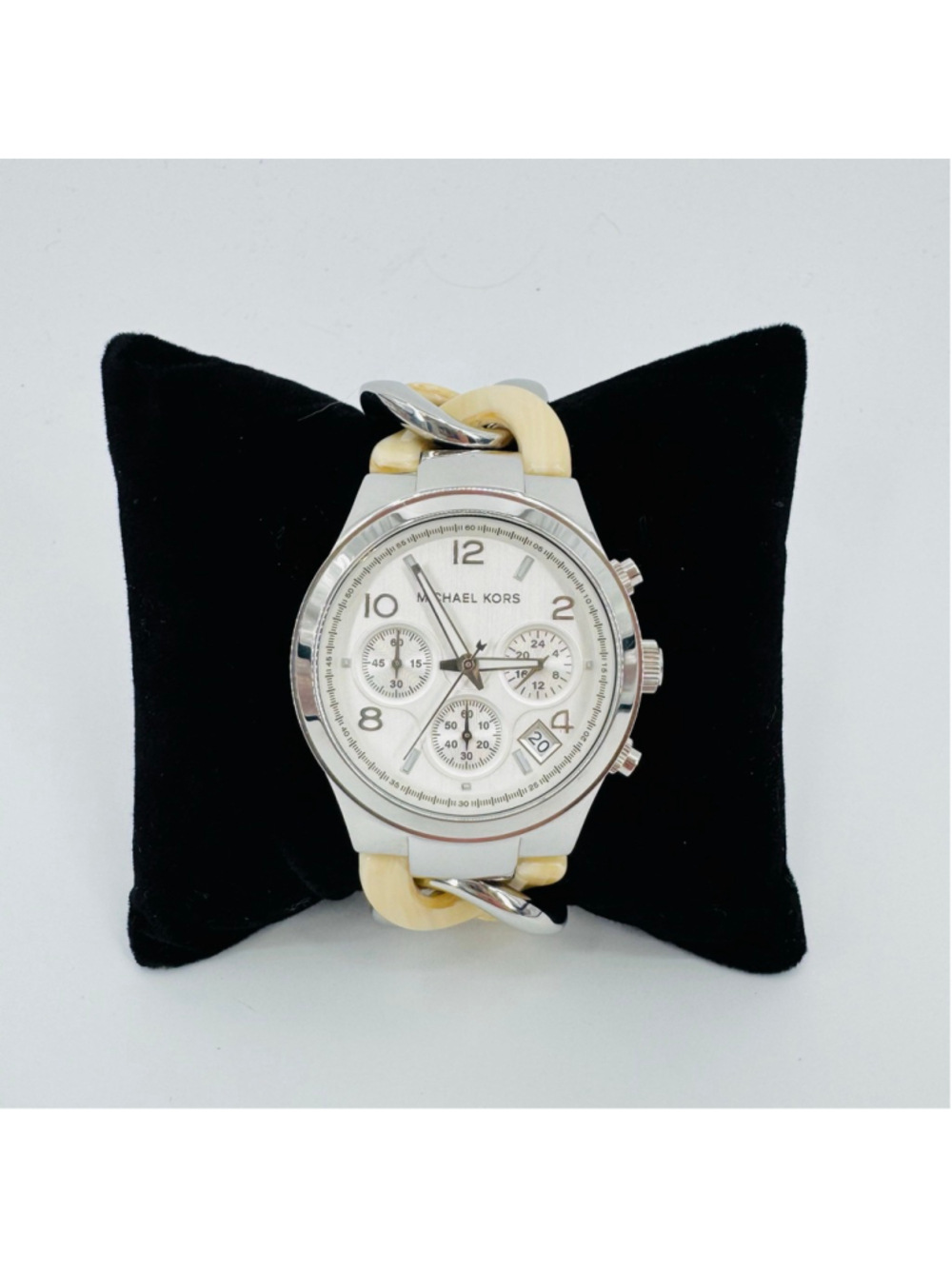 Michael Kors Runway Twist Chronograph Watch Silver Beige